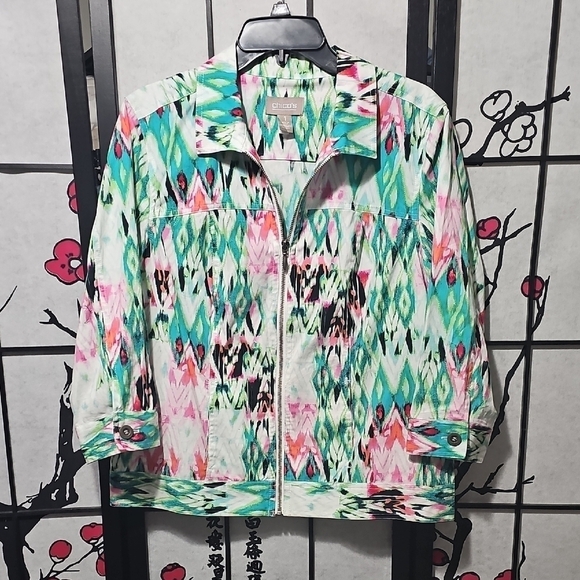 Chico's Jackets & Blazers - Chico's‎ Vibrant Patterned Jacket Size 1